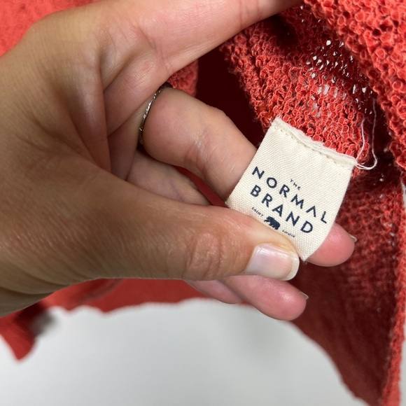 The Normal Brand Roadtrip V-neck Open Knit Beachy Slouchy Sweater sz L - Picture 9 of 13